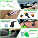 Automotive Tools 52PCS Car Detailing Kit Auto Cleaning Tools Wash Set with Storage Carry Bag Home Use for Interior Exterior Deep Clean Polish Car Care Windshield Dashboard Seat Air Vents Wheels Tires, Green
