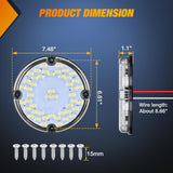 Tail Lights 2PCS 7Inch Round 47LED White Reflex Lens | IP67 Waterproof Marker Clearance Reverse Backup Running Taillights for Trailer Truck Pickup Camper RV Bus