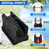RV Sewer Hose Support 20Ft, Telescoping Design Avoid Obstacles and Height Adjustable for Camper Drainage, Easy to Set Up, Stable Deep U Shape Cradles Secure with Strap and Rubber Bands, Black