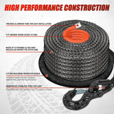 1/2 Inch x 92 Inch Synthetic Winch Rope 32,000 lbs Winch Line Cable Ropes Kit with Thimble Protective Sleeve 35000lb Heavy Duty Winch Hook for SUV 4WD Off Road Vehicle Truck ATV UTV, Black & Orange