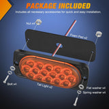 Taillight Assembly 4.4 Inch Aluminum Housing Tail Light 2 PCS 16 LED Amber Left Right Turn Signals Marker Lights Surface Mount IP67 Waterproof for 10-30V RV Camper Trailer Truck Bus Boat