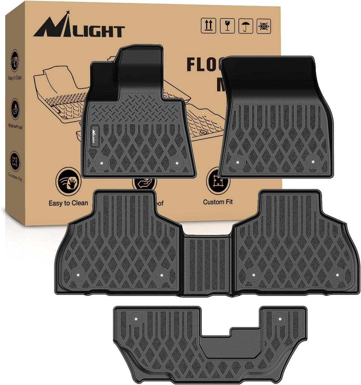 TPE Floor Mats for BMW X7 7 Seats 2019 2020 2021 2022 2023 2024 2025 2026 All Weather Custom Fit Heavy Duty Floor Liners