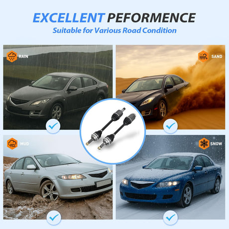 CV Axle Shaft Assembly Compatible with 2006 2007 2008 2009 Ford Fusion Mercury Milan L4 2.3L 2003-2008 Mazda 6 2.3L Half-Shaft Assemblies Replacement Front Wheel Driver and Passenger Side