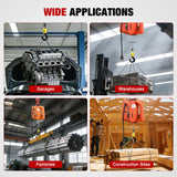3-in-1 Electric Hoist Winch, 1100LBS 1500W Portable Power Winch Crane with Manual Wired Wireless Remote Control, 110V Electric Hoist 25FT Lifting Height for Garage Warehouses Factories, Orange