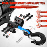 1/4 Inch x 50 Feet Winch Rope Synthetic Winch Line Cable Universal for ATV UTV 4x4 Off-Road Vehicle 9000lbs Winch Line Ropes with Steel Hook Rubber Stopper Protective Sleeve Safety Strap,Blue