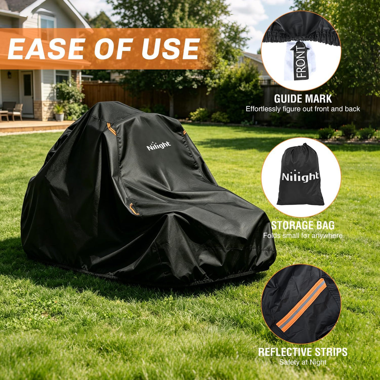Zero Turn Mower Cover 80 Inch, Waterproof Lawn Mower Cover | Fits Mowers up to 80 InchL x 62 InchW x 55 InchH, 420D Heavy Duty Fabric, All-weather & UV Protection