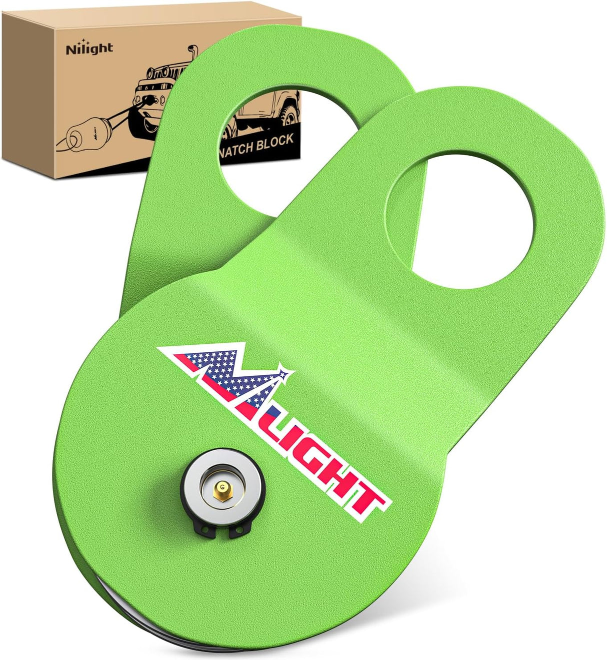 8 Ton Winch Snatch Block Towing Pulley Blocks 17,000 LBS Capacity (Green), Winch Hook Accessories, Heavy Duty Offroad Recovery Accessory for Truck, Tractor, ATV & UTV