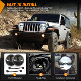 2PCS 7 Inch LED Headlights High Low Beam Round Headlamp for 2007 2008 2009 2010 2011 2012 2013 2014 2015 2016 2017 JK JKU 1997-2006 Wrangler TJ 2 Door