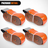 Truck Straps 4 Inch x 30' Heavy Duty Tie Down with Flat Hooks | 16800LBS Break Strength & 5400LBS WLL for Flatbed Trailer Cargo Control Recovery Tree Saver 4 Pack Orange