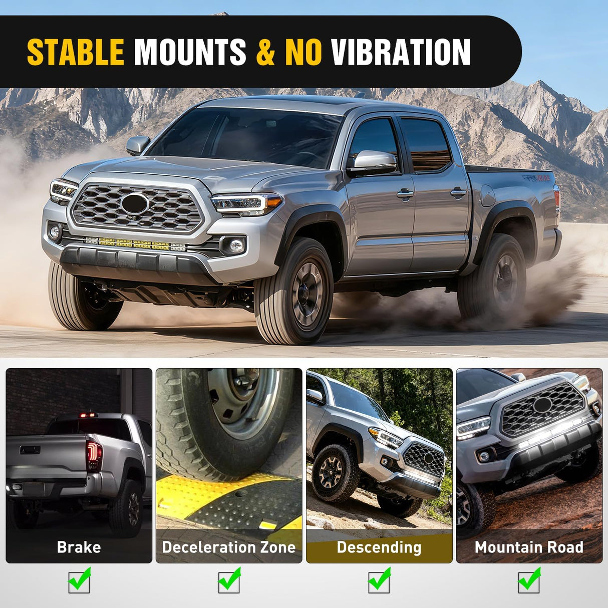 Hidden Bumper Mounting Bracket for 2016-2023 Toyota Tacoma | Designed for 32 Inch Single Double Row LED Light Bar,Heavy-Duty Steel,Front Lower Hidden Bumper Brackets