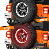 Spare Tire Brake Light Red Double Row LED Ring 3rd Third Stop Rear Wheel Lights Plug and Play Fit for 2018 2019 2020 2021 2022 2023 2024 2025 2026 Jeep Wrangler JL