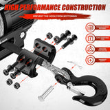 1/4 Inch x 50 Feet Synthetic Winch Line Cable Universal for ATV UTV 4x4 Off-Road Vehicle 9000 lbs Winch Line Ropes with Steel Hook Rubber Stopper Protective Sleeve Safety Strap, Grey