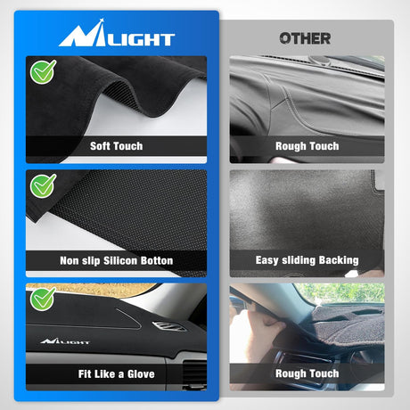 Dash Cover for 2007‑2013 Chevy Silverado / GMC Sierra 1500 2500 3500, Suede Dashboard Mat Sunshade Glare Dashboard Protector Truck Interior Accessories Black