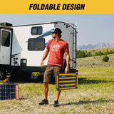 RV Step Stool Aluminum Folding Platform Steps 19x14.5 RV Steps 4 Levels Adjustable Heavy Duty Step Stool with Anti-Slip Surface Rubber Feet Portable Handle 500lbs for Camper Trailer, Black