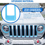 Grill Inserts fit for Jeep Wrangler Front Grille Inserts Headlight Cover Set for JL JLU Unlimited Sport SportS 2018 2019 2020 2021 2022 2023 Grille Bezels Trim Exterior Accessories Blue 9 Pcs