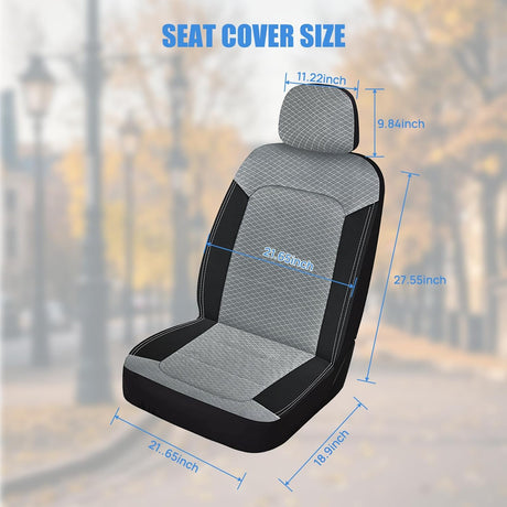 Car Seat Cover 2PCS Black Grey Breathable Mesh Interior Covers with Removable Headrest Airbag Compatible Universal for Cars Truck and SUV Front Seats