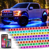 8PCS Aluminum RGBW Underglow LED Strip Lights with APP & Remote | 396 LEDs Door Assist Multi Color DIY Sound Active Function Music Mode Underbody Light Strips for Car Truck RV