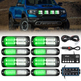 8PCS Led Strobe Lights with Controller 12V 24V Sync Feature Green White Emergency Hazard Warning Light 12 24 LED Surface Mount for Vehicle Car Truck RV ATV