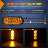 6 Inch Oval Amber 24Leds Trailer Tail Lights 2Pcs Nilight