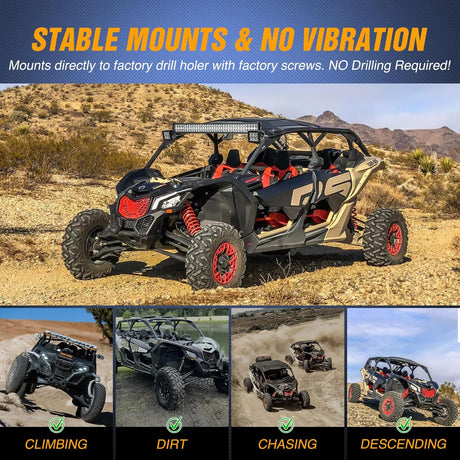 Light Bar Mounting Brackets for 42-45 Inch LED Bars UTV Roof Upper Windshield Compatible with Can-am Maverick X3 MAX All Models 2017 2018 2019 2020 2021 2022 2023 2024