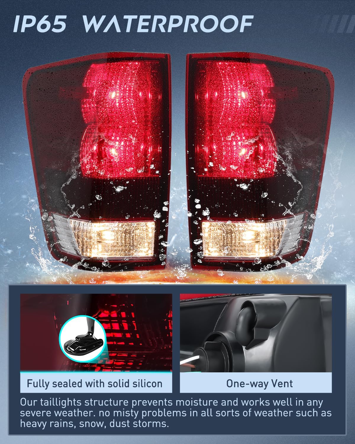 Taillight Assembly Compatible with 2004 2005 2006 2007 2008 2009 2010 2011 2012 2013 2014 2015 Nissan Titan Tail Light OE Style Rear Lamp Replacement Driver and Passenger Side Smoked Red Lens