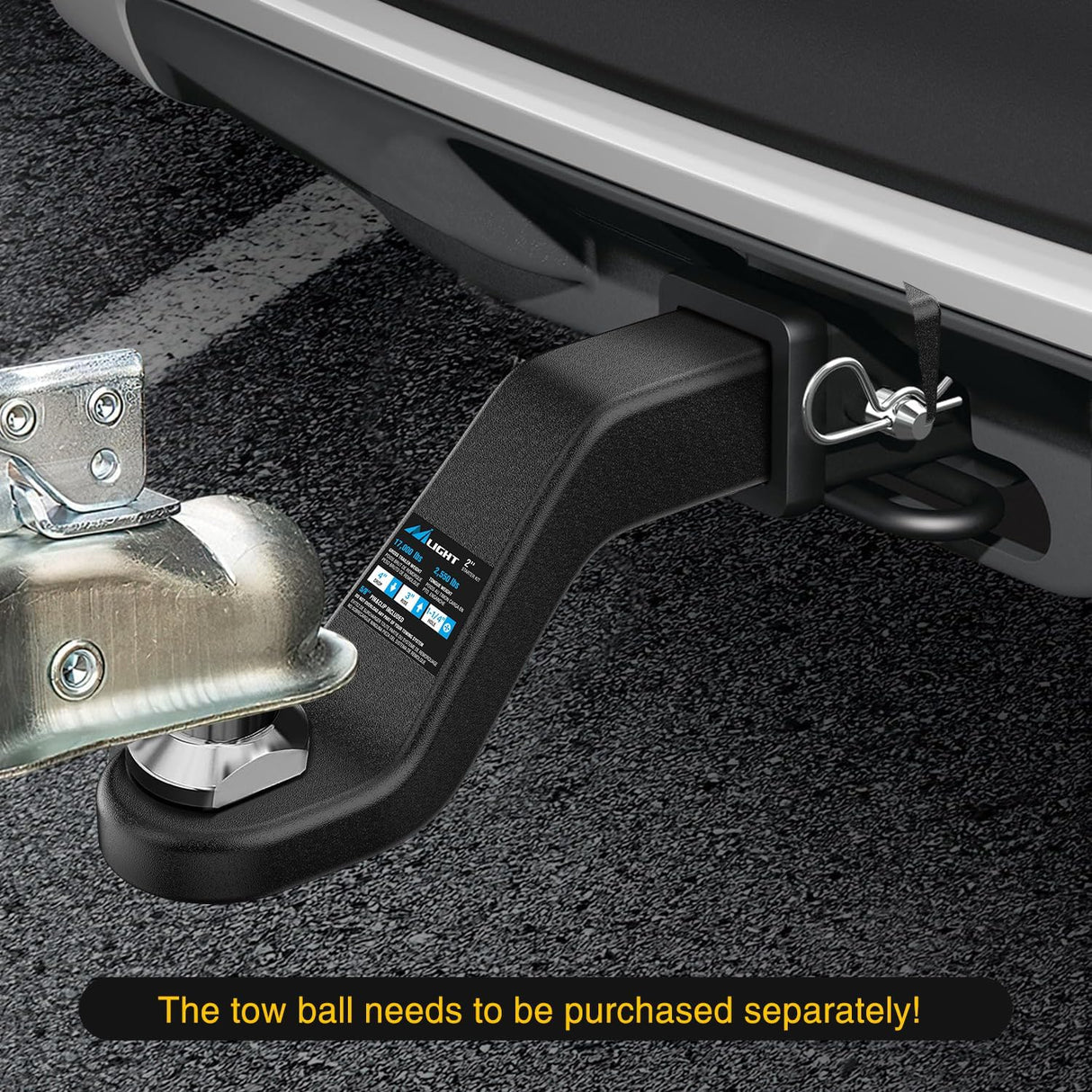 Forged Trailer Hitch Mount Fits 2 Inch Receiver Square 5/8 Inch Hitch Pin Clip 17000 lbs 4 Inch Drop, 1-1/4 Inch Hole, Gloss Black Powder Coat