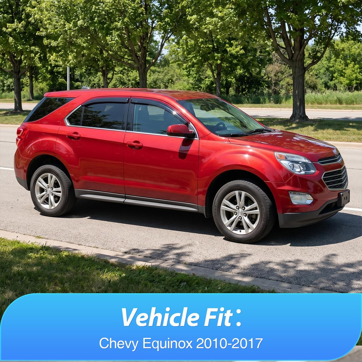 Outside-Mount Window Rain Guards for Chevy Equinox 2010-2017, 4PCS | Window Visors for Fresh Air Circulation While Driving, Chevy Equinox 2010 2011 2012 2013 2014 2015 2016 2017, Smoke Tinted