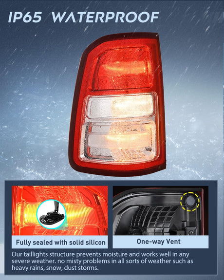 Taillight Assembly Compatible with 2019 2020 2021 2022 2023 Dodge Ram 1500 Tail Light Replacement OE Style Driver Side with Bulbs