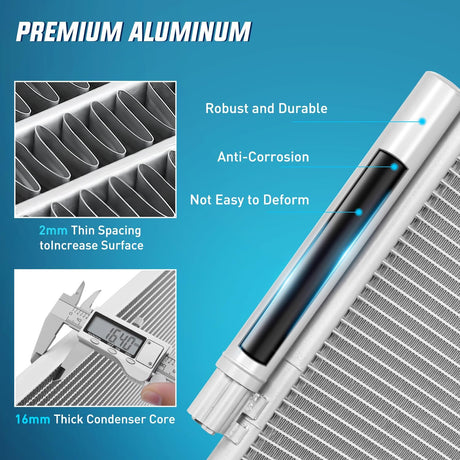 AC Condenser Compatible with Honda Accord L4 2.4L V6 3.5L 2013 2014 2015 2016 2017 Air Conditioning A/C Condenser with Receiver Drier Replace# 4165, 940466, HO3030159, CN4165PFC, 80110-T2F-A01