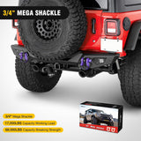 Mega D-Ring Shackles, 3/4 Inch Heavy Duty Recovery Tow Shackle | 7/8 Inch Screw Pin & isolator, 2Pcs Purple, 68,000 lbs Break Strength(17,000 lb WLL), Forged Steel, Off-Road Recovery