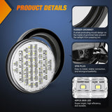 Trailer Tail Lights 2PCS 4Inch Round 40LED White Reverse | Surface Mount Grommet Plugs IP67 Waterproof Marker Clearance Running Backup Taillights for Trailer Truck Pickup Camper RV Bus