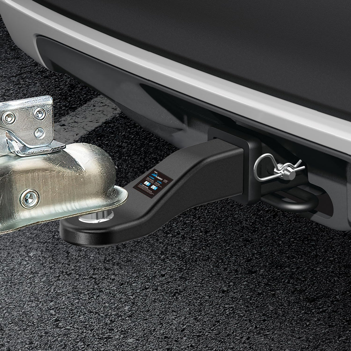 Trailer Hitch Ball Mount Fits 2-1/2 Inch Receiver Square | with 5/8 Inch Hitch Pin Clip 15000 lbs 2 Inch Drop 1/2 Inch Rise, 1-1/4-Inch Hole, Gloss Black Powder Coat