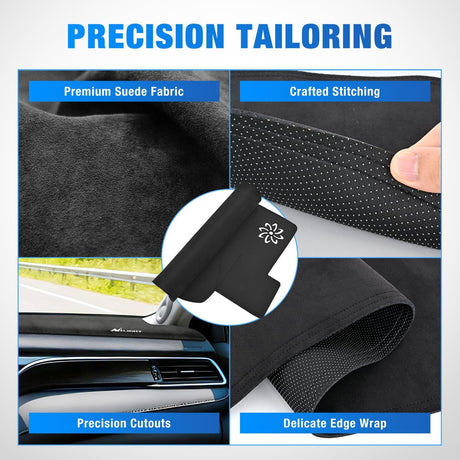 Dash Cover for Toyota Camry 2018 2019 2020 2021 2022 2023 2024, Custom Fit Suede Dashboard Mat Non‑Slip Sunshade Glare Protector Interior Accessories Black
