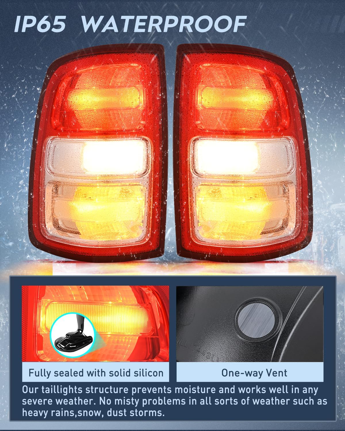 Taillight Assembly Compatible with 2019 2020 2021 2022 2023 Dodge Ram 2500 2019-2023 Dodge Ram 3500 Red Bezel Tail Light OE Style Rear Lamp Replacement Driver and Passenger Side