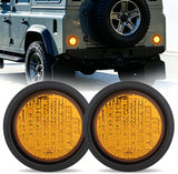 Trailer Tail Lights 2PCS 4Inch Round 40LED Amber Turn Signal | Surface Mount Grommet Plugs IP67 Waterproof Marker Clearance Running Taillights for Trailer Truck Pickup Camper RV Bus