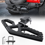 Tow Hitch Step Bar 2 Inch Receiver Bumper Guard Jeep Truck SUV Van | Rear Bumper Protector Heavy Duty Steel 350lbs Capacity Wide Non-Slip 5/8 Inch Pin Clip Anti-Rattle Stabilizer Rust-Resistant