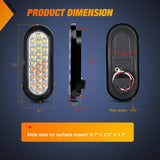 Strobe Lights 2PCS 6Inch Oval 24LED Amber White Warning | Recessed Rubber Grommet IP67 Waterproof Marker Clearance Road Flare Emergency Lights for Trailer Truck Pickup Camper RV Boat