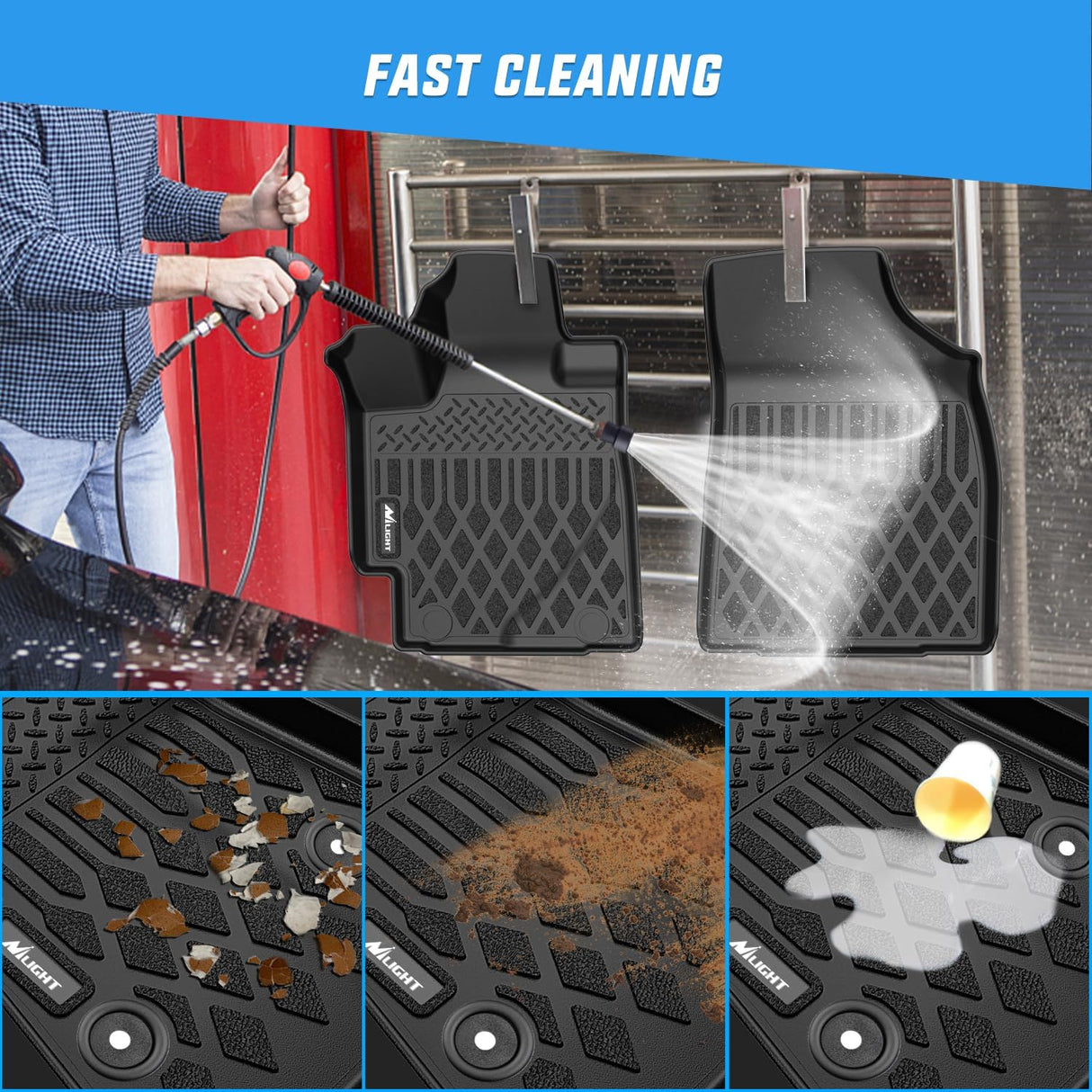 TPE Floor Mats for Toyota Highlander (Not for Hybrid) 2008 2009 2010 2011 2012 2013 All Weather Custom Fit Heavy Duty Floor Liners
