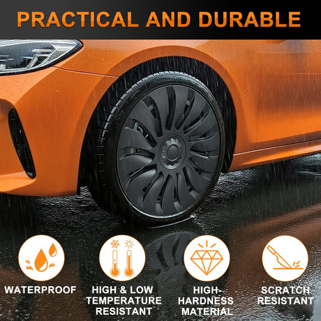 Wheel Cover Hubcaps 19 Inch for Tesla Model Y Accessories 2021 2022 2023 2024 Tesla Model Y Gemini 19 Inch Hub Caps Set of 4 Rim Protector Wheel Covers Replacement Uberturbine Style Matt Black