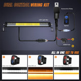 LED Light Bar with Amber DRL 19.5 Inch 75W Single Row Offroad Light Anti-Glare Flood Spot Combo Slim Light Bar IP68 w/ 16AWG DT Wiring Kit for Pickup Truck SUV ATV UTV Boat 4x4 Jeep