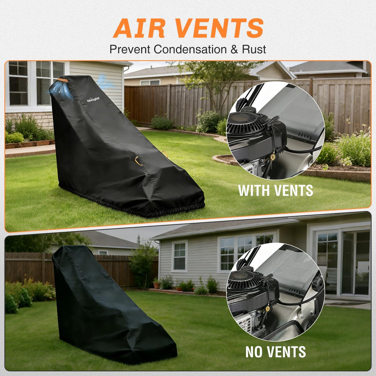 Push Lawn Mower Cover 75 Inch, Waterproof Walk Behind Mower Cover | 420D Heavy Duty Fabric, All-weather & UV Protection