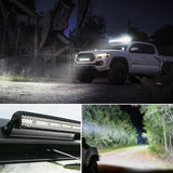 42Inch LED Light Bar 2Pcs 4Inch 60W Spot Flood Lights Pods Off Road DrivingWork Lighting with 14AWG Wiring Harness Kit-3 Leads for Truck Tractor Pickup Boat SUV ATV UTV Car Van Camper