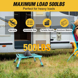 RV Step Stool Aluminum Folding Platform Steps 19x14.5 RV Steps 4 Levels Adjustable Heavy Duty Step Stool with Anti-Slip Surface Rubber Feet Portable Handle 500lb for Camper Trailer,Mint Green