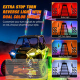 RGB LED Whip Light 2PCS 3FT with 8 Rock Lights Combo | APP and Remote Control with DIY Chasing Patterns Turn Signal Brake Reverse Functions and Spring Base for ATV UTV RZR and Jeep