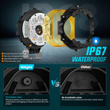 7 Inch LED Offroad Driving Lights High Low Beam 2 PCS 80W Round Amber Light Side Shooter Spot Flood Fog Light Pod w/ 16 AWG DT Connector Wiring Harness Kit for Jeep Truck ATV UTV SUV