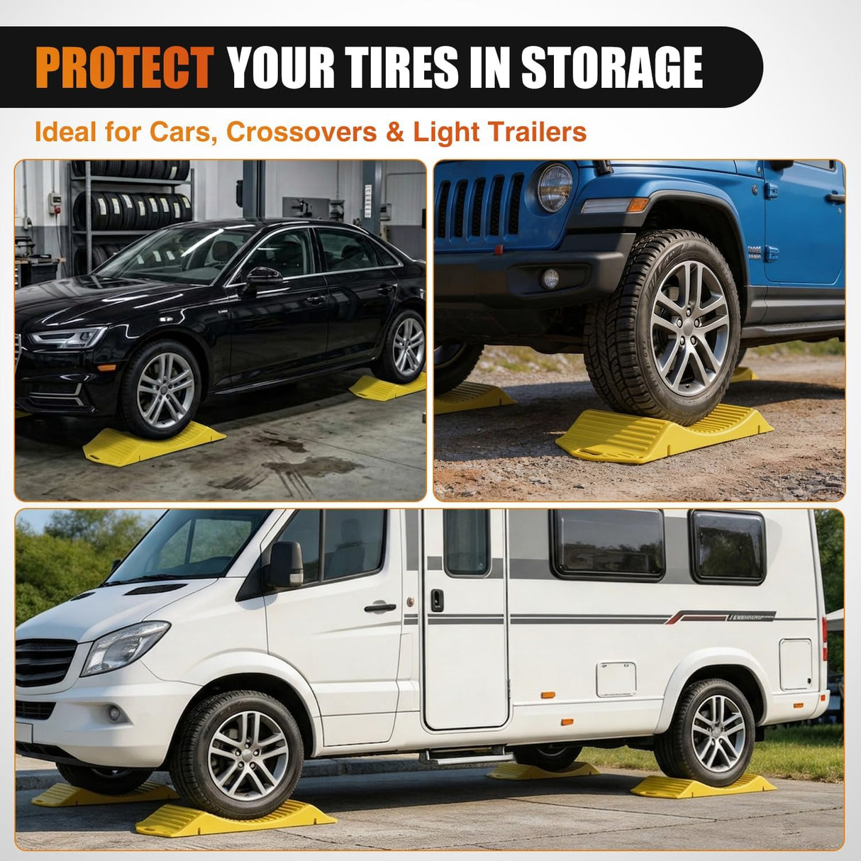 Tire Saver Ramps, 17.3 Inch RV Car Flat Spot Prevention Storage Pads, 4-Pack