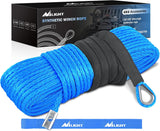 Winch Rope 1/4 Inch x 50 Feet 9000 LBS Synthetic Winch Line Cable with Black Protective Sleeve Line Cables for ATV UTV Winches with Synthetic Ropes Truck Boat SUV Vehicle, Blue