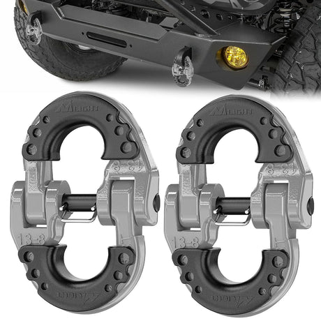 Safety Chain Connector Link, 1/2In Tow Hitch Hammerlock Coupling Link, 2 Pcs Forged Steel Tow Chain Connector for Chain Link/Recovery Rope Link/Shackle, 12000 lbs Load Limit, Grey