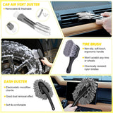 Automotive Tools 27PCS Car Detailing Kit Auto Cleaning Tools Wash Set with Storage Carry Bag Home Use for Interior Exterior Deep Clean Polish Car Care Windshield Dashboard Seat Air Vents Wheels Tires, Yellow