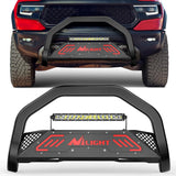 Bull Bar with Light fits Dodge Ram 1500 New Body 2019-2024 (Not fit Rebel,TRX,Classic & 20-22Diesel) Front Bumper Grille Brush Push Guard with Skid Plate Licence Hole Black